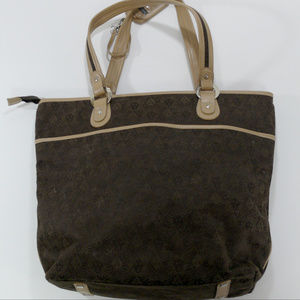 Anne Klein monogram fabric large tote satchel
